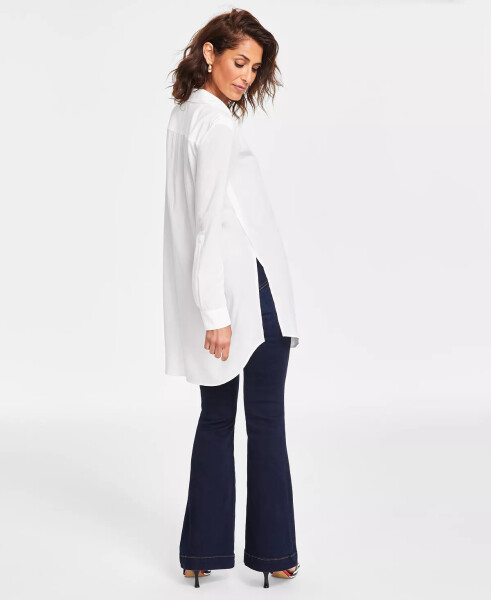 Women's Roll-Tab Button-Down Long Blouse, Created for Modazone Bright White - 2