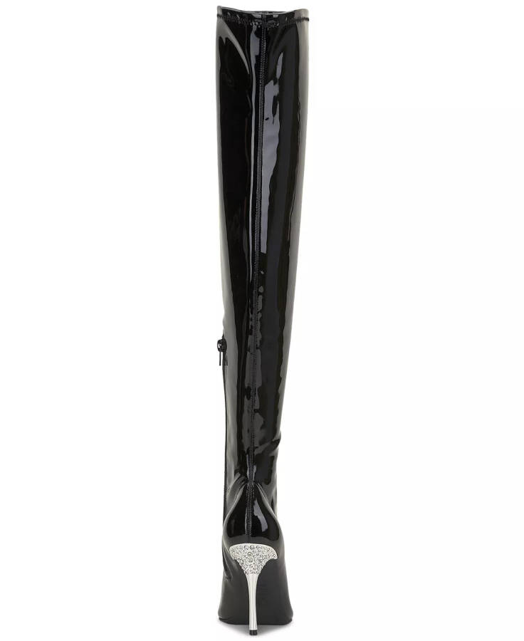 Women's Romina Embellished Pointed-Toe Over-The-Knee Boots, Created for Macy's Black Patent - 10