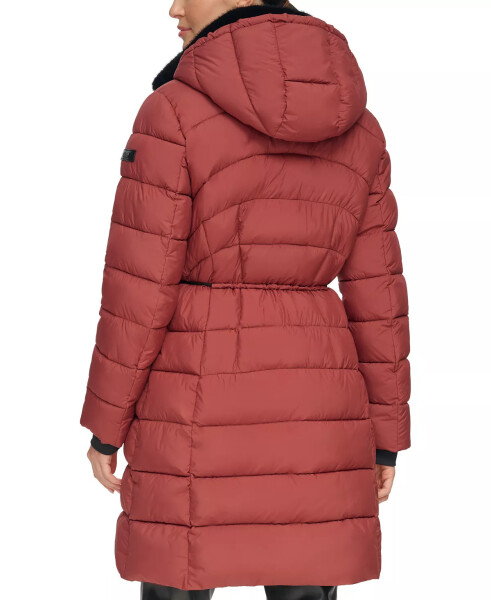 Women's Rope Belted Faux-Fur-Trim Hooded Puffer Coat Brick Lane - 2