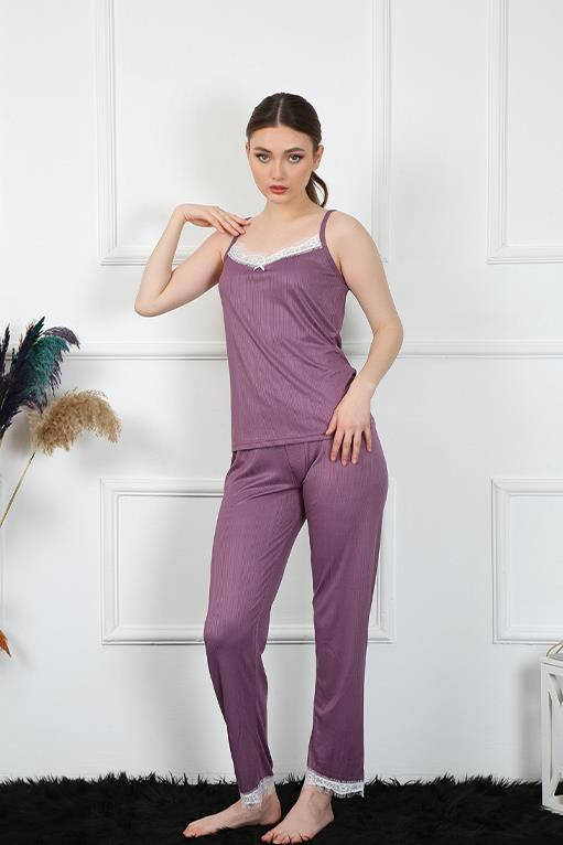 Women's Rope Strap Plum Pajamas Set 4136 - 3