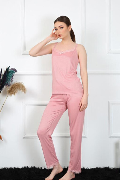 Women's Rope Strap Salmon Pajamas Set 4136 - 2