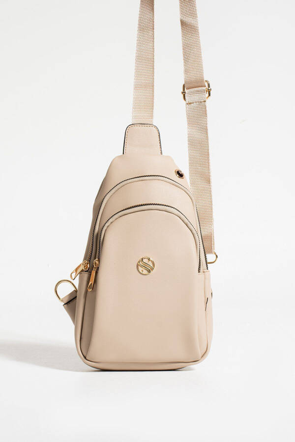 Women's Sand Beige Crossbody Bag with Gold Accessory Earphone Outlet Waist and Chest Bag Bodyba - 27