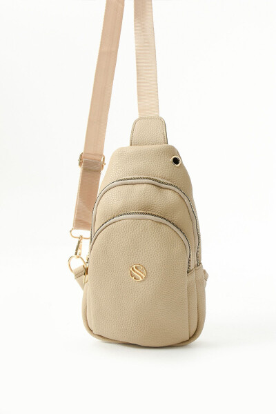 Women's Sand Beige Crossbody Bag with Gold Accessory Earphone Outlet Waist and Chest Bag Bodyba - 5