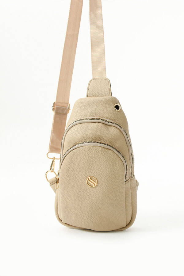 Women's Sand Beige Crossbody Bag with Gold Accessory Earphone Outlet Waist and Chest Bag Bodyba - 5