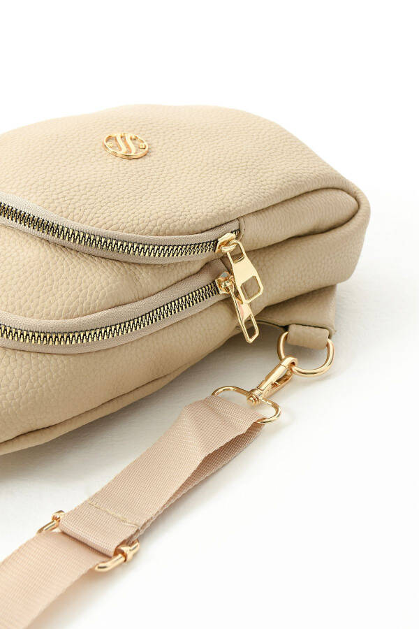 Women's Sand Beige Crossbody Bag with Gold Accessory Earphone Outlet Waist and Chest Bag Bodyba - 6