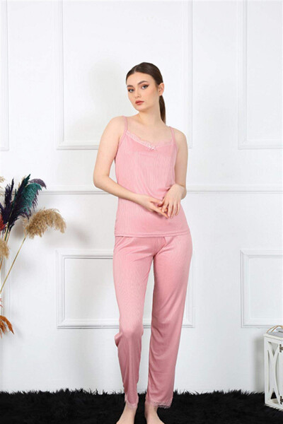 Women's Satin Strap Salmon Pajama Set 4136 - 1