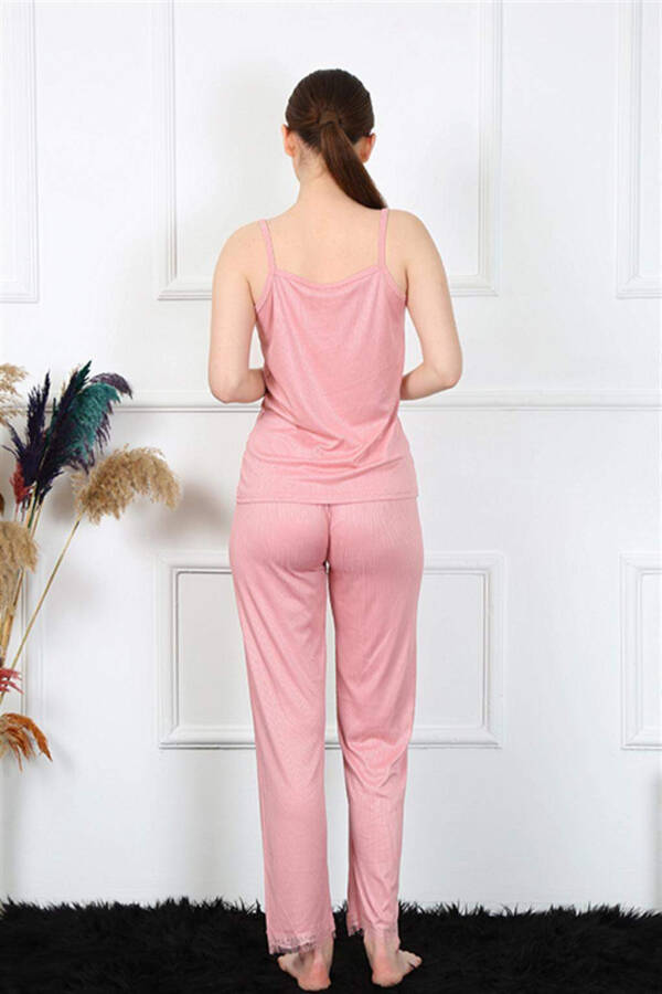 Women's Satin Strap Salmon Pajama Set 4136 - 4