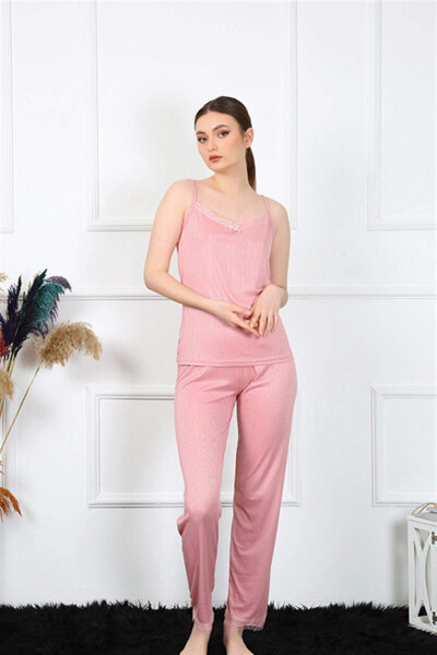 Women's Satin Strap Salmon Pajama Set 4136 - 5