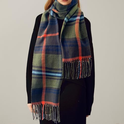 Women's Scarf Classic Tassel Plaid Super Soft Classic Cashmere Feel Fall Winter Scarves Tartan Warm Chunky Wrap Shawl - 21