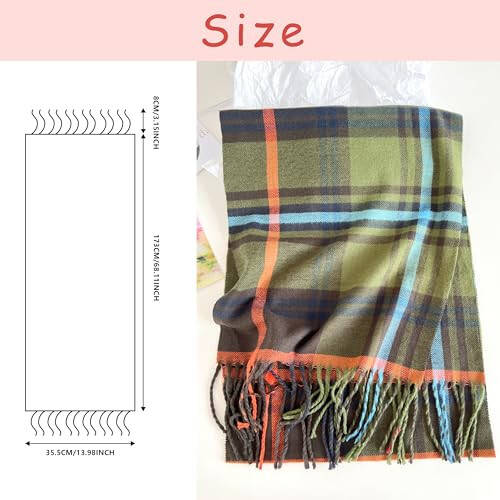 Women's Scarf Classic Tassel Plaid Super Soft Classic Cashmere Feel Fall Winter Scarves Tartan Warm Chunky Wrap Shawl - 24