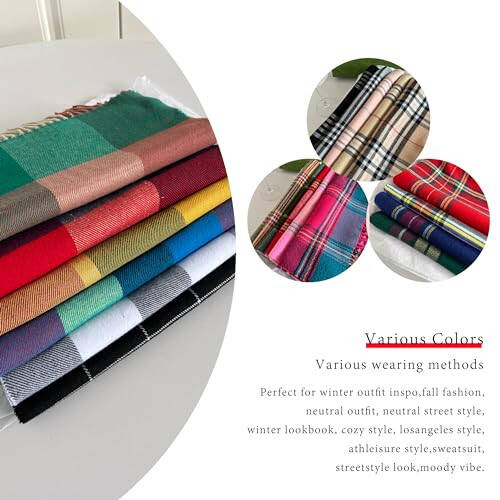 Women's Scarf Classic Tassel Plaid Super Soft Classic Cashmere Feel Fall Winter Scarves Tartan Warm Chunky Wrap Shawl - 25