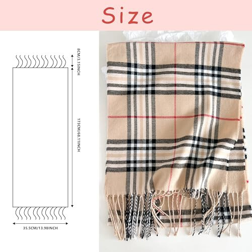 Women's Scarf Classic Tassel Plaid Super Soft Classic Cashmere Feel Fall Winter Scarves Tartan Warm Chunky Wrap Shawl - 19