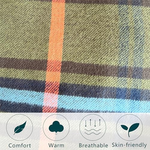 Women's Scarf Classic Tassel Plaid Super Soft Classic Cashmere Feel Fall Winter Scarves Tartan Warm Chunky Wrap Shawl - 12