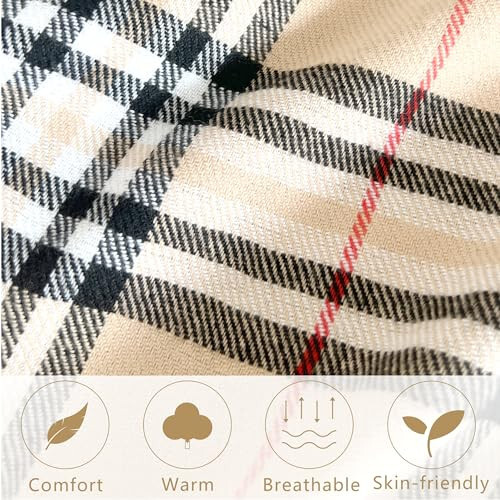 Women's Scarf Classic Tassel Plaid Super Soft Classic Cashmere Feel Fall Winter Scarves Tartan Warm Chunky Wrap Shawl - 6