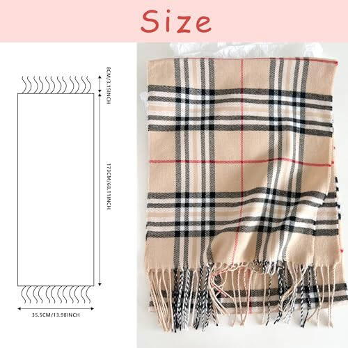 Women's Scarf Classic Tassel Plaid Super Soft Classic Cashmere Feel Fall Winter Scarves Tartan Warm Chunky Wrap Shawl - 7