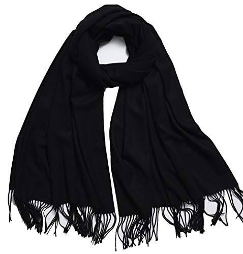 Womens Scarfs Large Soft Cashmere Feel Pashmina Scarves Shawls and Wraps for Evening Dress in Solid Colors - 1