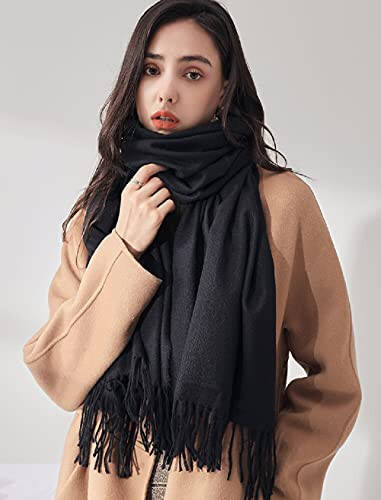 Womens Scarfs Large Soft Cashmere Feel Pashmina Scarves Shawls and Wraps for Evening Dress in Solid Colors - 6