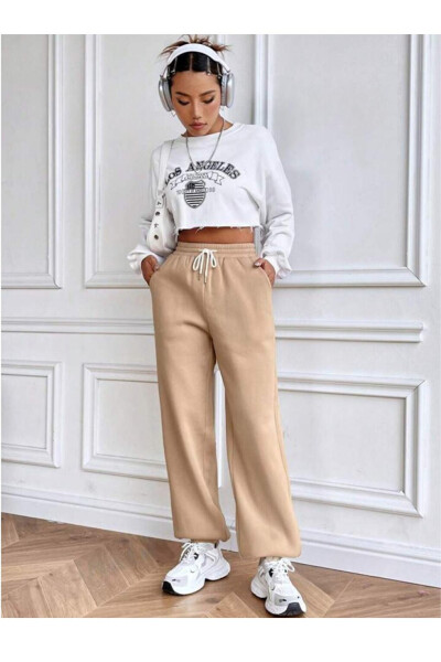 Women's Self-Folding Wide Leg Sweatpants SPR24EA89 - 1