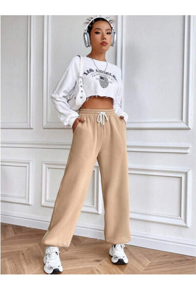 Women's Self-Folding Wide Leg Sweatpants SPR24EA89 - 2