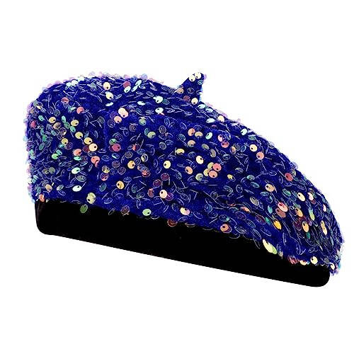 Women's Sequins Beret Hat Sparkly Mermaid Cap for Ladies Dancing Party Fancy Dress Beret Hats for Women Girls - 1