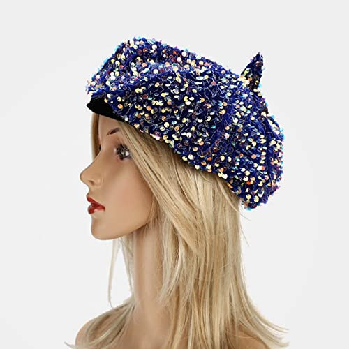 Women's Sequins Beret Hat Sparkly Mermaid Cap for Ladies Dancing Party Fancy Dress Beret Hats for Women Girls - 7