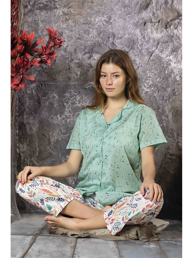 Women's Shirt Collar Pajama Set - 1