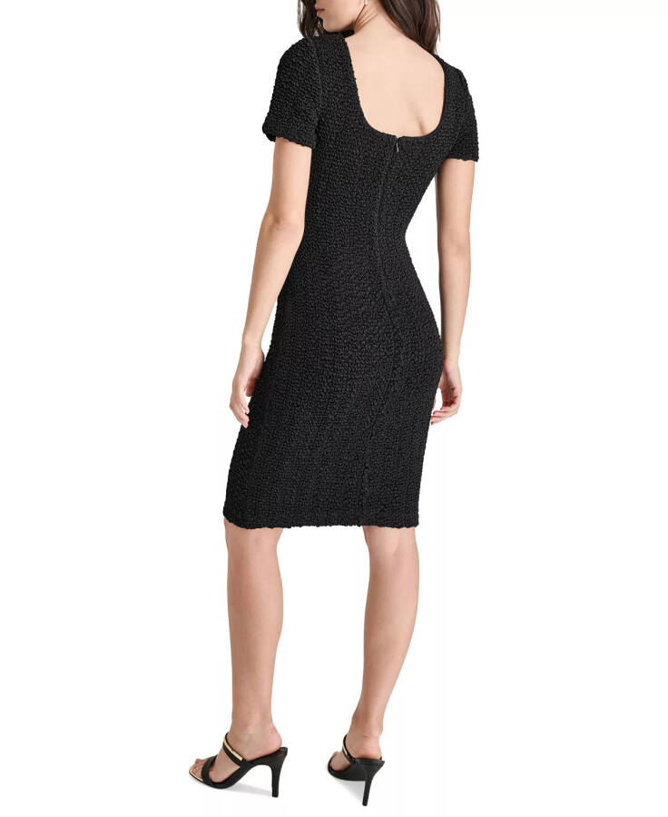 Women's Short-Sleeve Boat-Neck Sheath Dress Black - 2