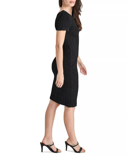 Women's Short-Sleeve Boat-Neck Sheath Dress Black - 3