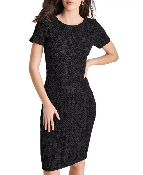 Women's Short-Sleeve Boat-Neck Sheath Dress Black - 4