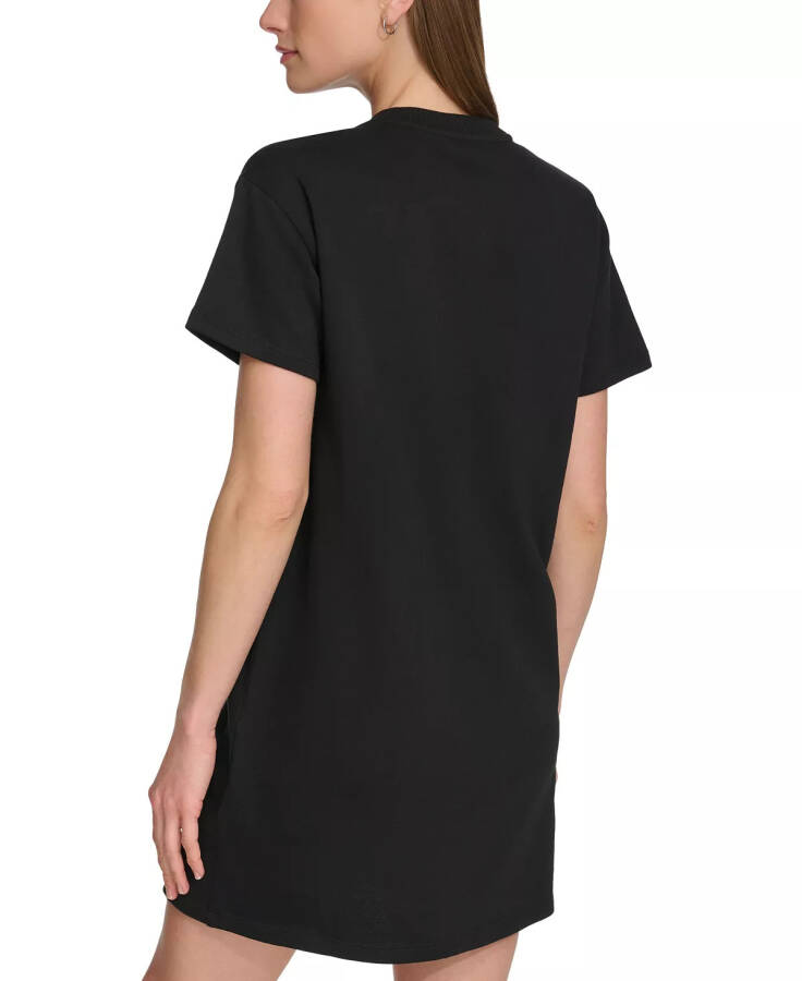 Women's Short-Sleeve Long Logo T-Shirt Dress Black - 2