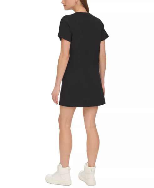 Women's Short-Sleeve Long Logo T-Shirt Dress Black - 8