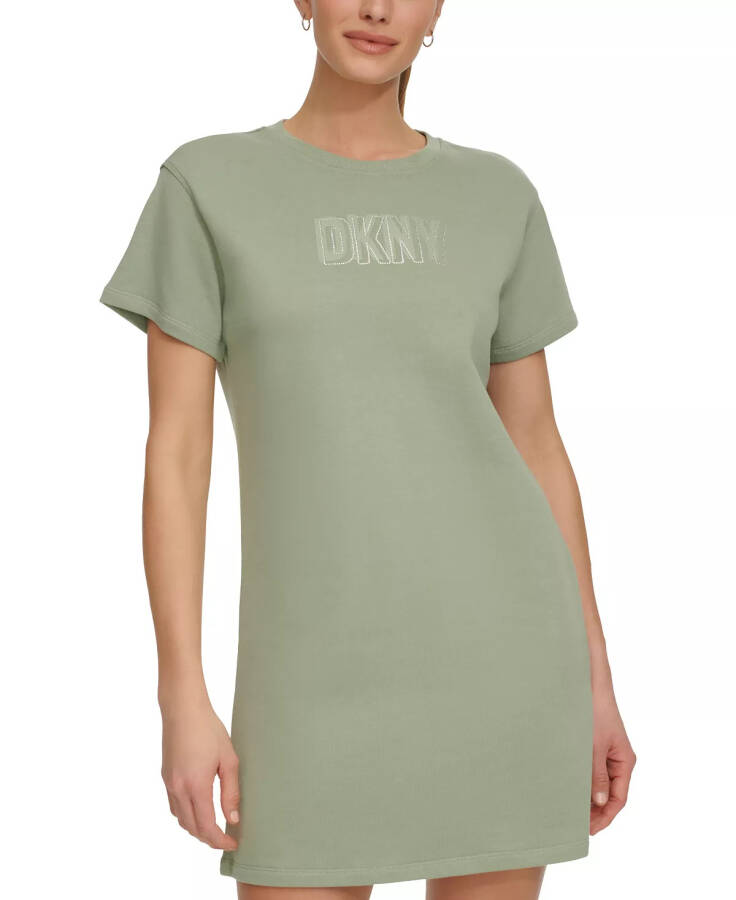 Women's Short-Sleeve Long Logo T-Shirt Dress Lily Pad - 1