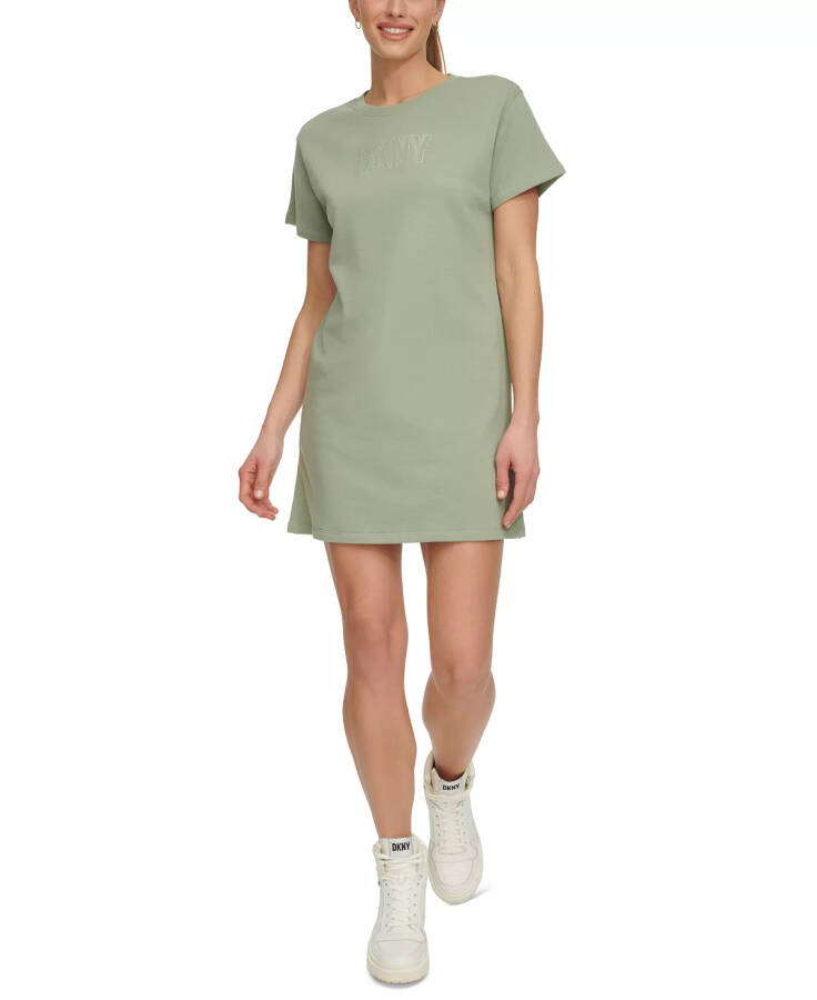 Women's Short-Sleeve Long Logo T-Shirt Dress Lily Pad - 3