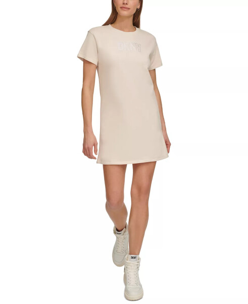 Women's Short-Sleeve Long Logo T-Shirt Dress Sand - 3