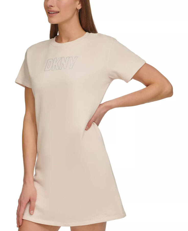 Women's Short-Sleeve Long Logo T-Shirt Dress Sand - 4