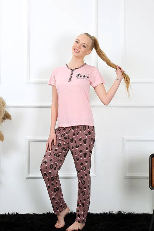 Women's Short Sleeve Pajamas Suit 20366 - 1