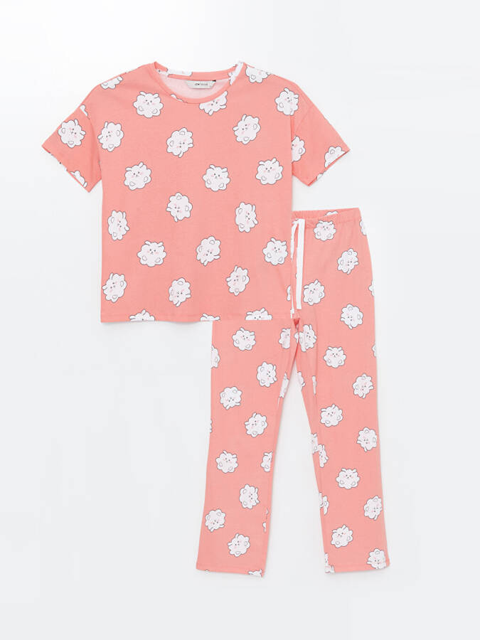 Women's Short-Sleeved Pajama Set with Bicycle Collar Pattern - 6