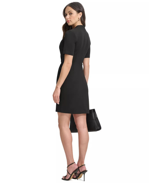 Women's Side-Ruched Short-Sleeve Tulip-Hem Dress Black - 2