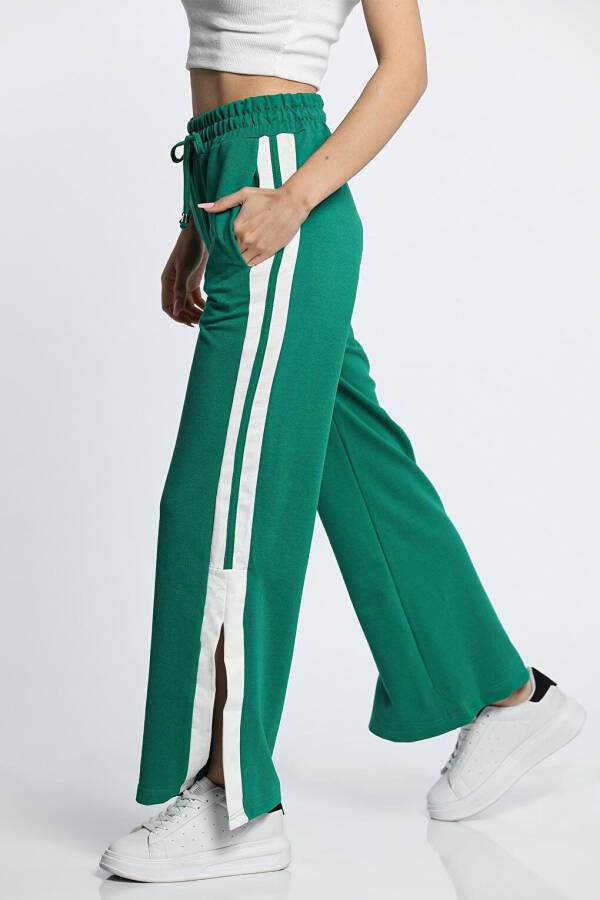 Women's Side Stripe Jogger Pants with Ripped Hem - 2