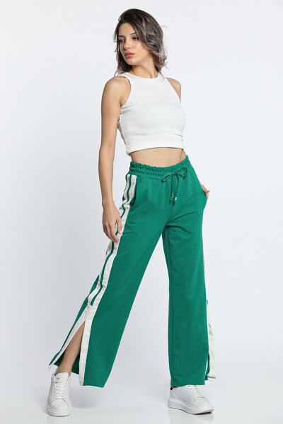 Women's Side Stripe Jogger Pants with Ripped Hem - 4