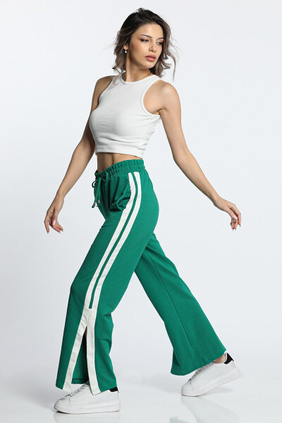 Women's Side Stripe Jogger Pants with Ripped Hem - 5