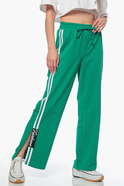 Women's Side Stripe Slit Detail Elastic Waist Tracksuit Bottoms - 1