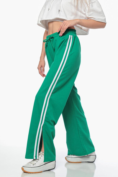 Women's Side Stripe Slit Detail Elastic Waist Tracksuit Bottoms - 2