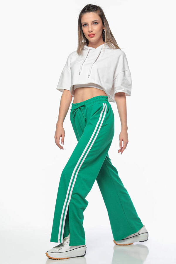 Women's Side Stripe Slit Detail Elastic Waist Tracksuit Bottoms - 5