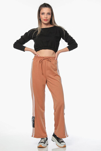 Women's Side Stripe Slit Detail Elastic Waist Tracksuit Bottoms - 4