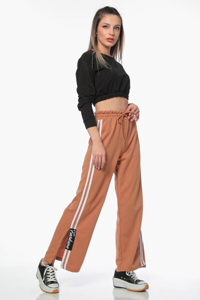 Women's Side Stripe Slit Detail Elastic Waist Tracksuit Bottoms - 5