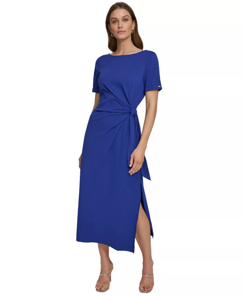 Women's Side-Tie Short-Sleeve Midi Dress Marine - 1