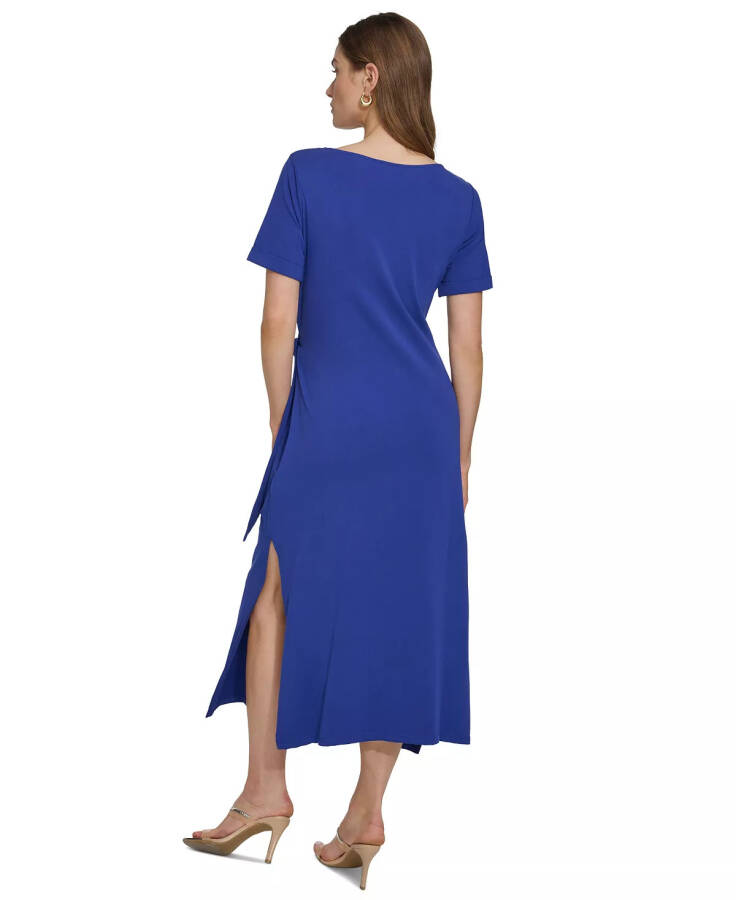 Women's Side-Tie Short-Sleeve Midi Dress Marine - 2