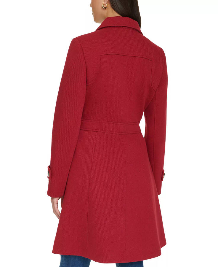 Women's Single-Breasted Belted Coat, Designed for Modazone Red - 2