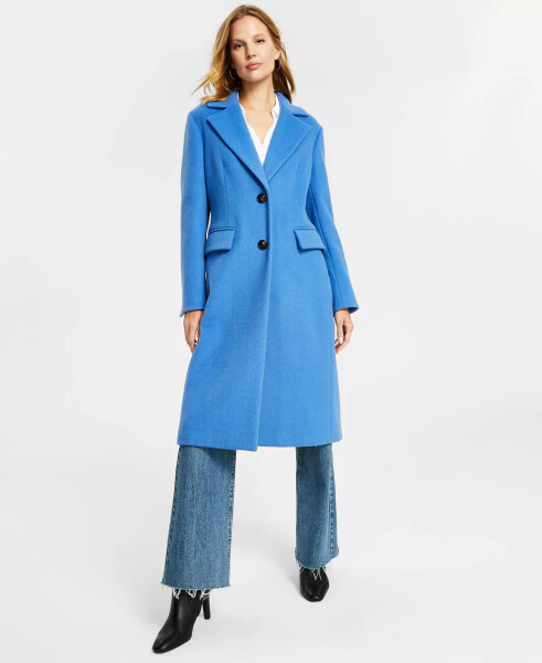 Women's Single-Breasted Wool Blend Coat, Created for Macy's Crew Blue - 1